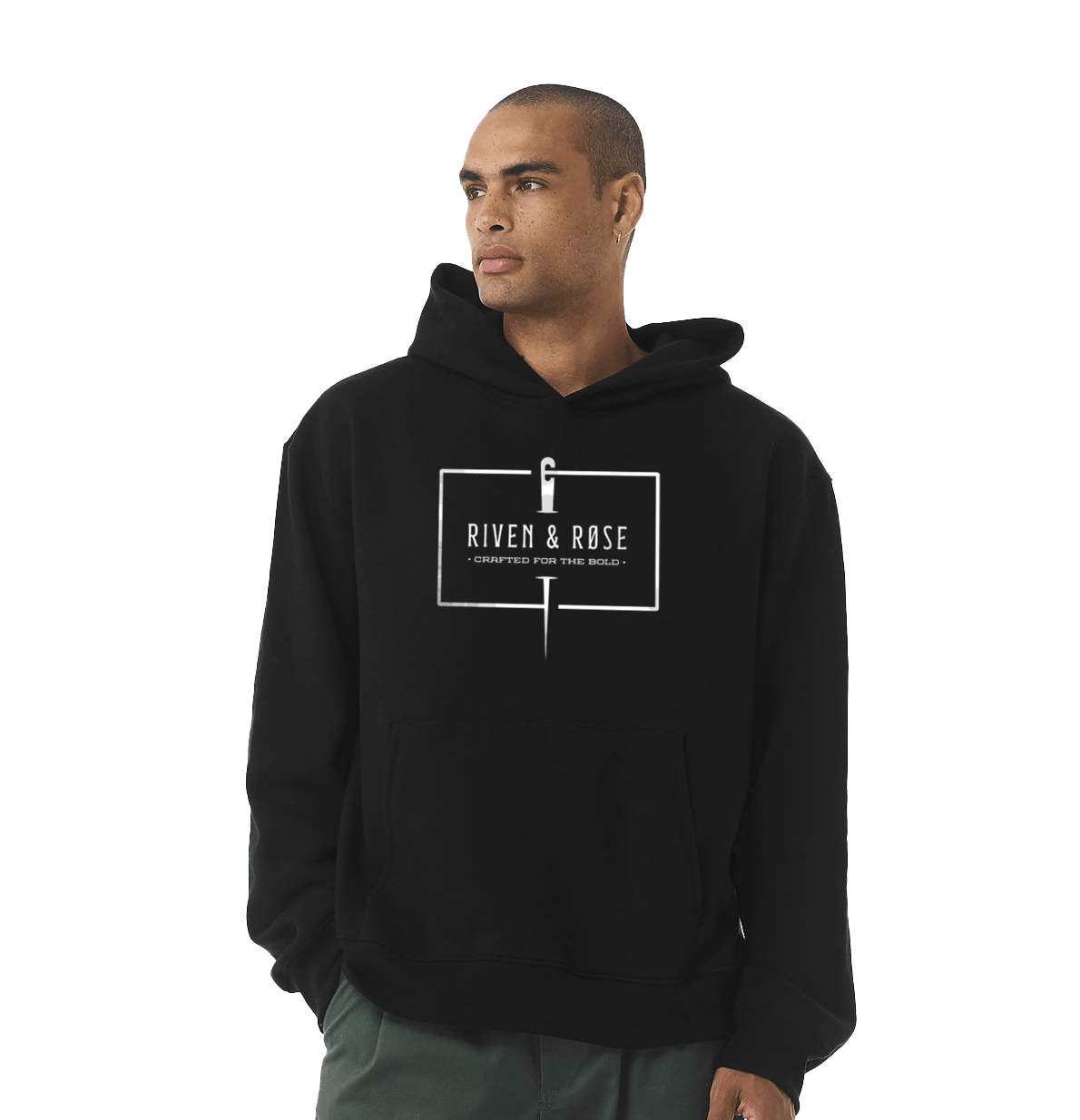 Cross Stitch Hoodie Male Model